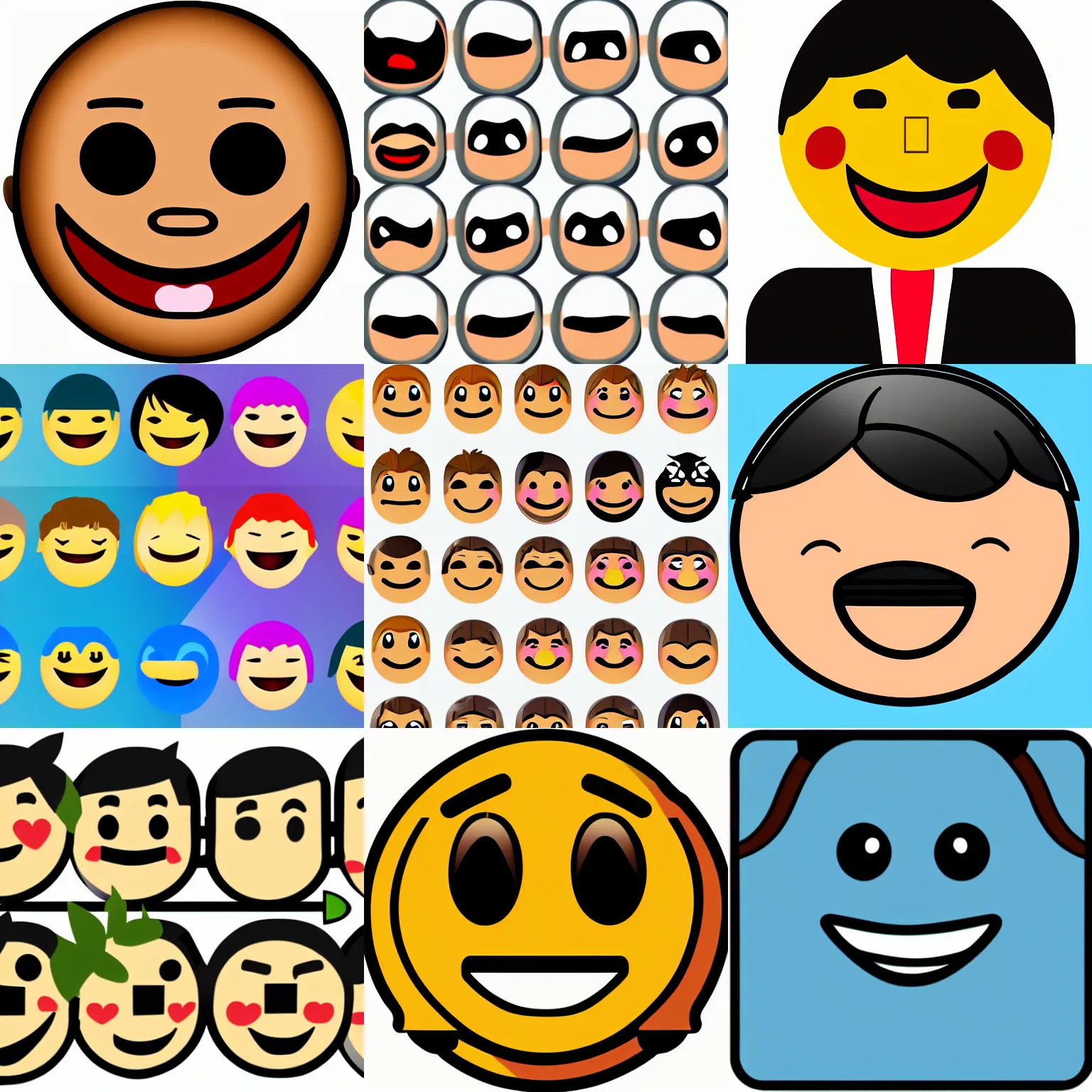 Prompt: single flat 2D smiling emoji, clip art