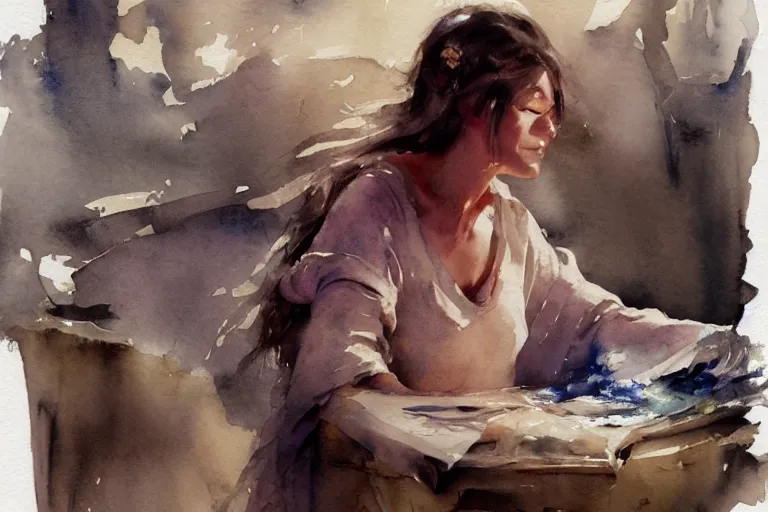 Prompt: small centered on watercolor paper, paint brush strokes, abstract watercolor painting of roman pottery, clay work, cinematic light, national romanticism by hans dahl, by jesper ejsing, by anders zorn, by greg rutkowski, by greg manchess, by tyler edlin