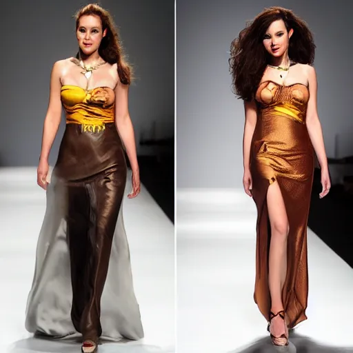 Image similar to April O'Neill on the catwalk as a fashion model