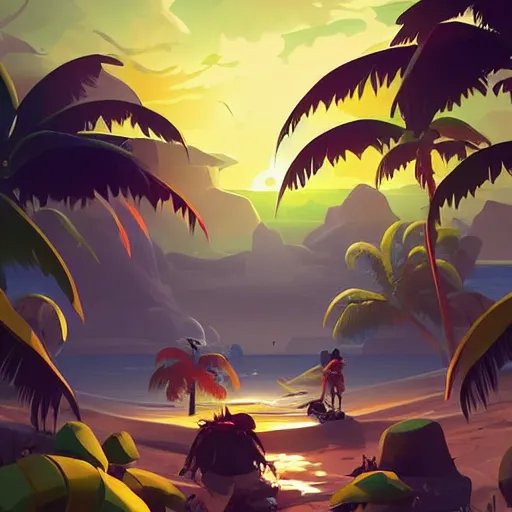 Image similar to painting treasure on sea of thieves game smooth median photoshop filter cutout vector, behance hd by jesper ejsing, by rhads, makoto shinkai and lois van baarle, ilya kuvshinov, rossdraws global illumination