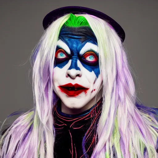 Image similar to billie eilish as a joker 4k