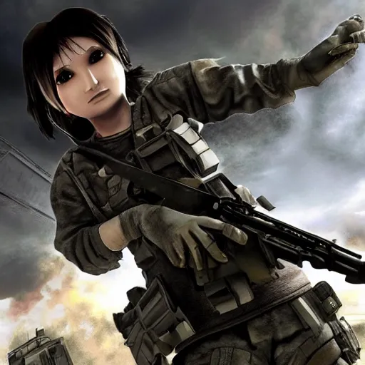 Prompt: inaba tewi in modern warfare 2 cover