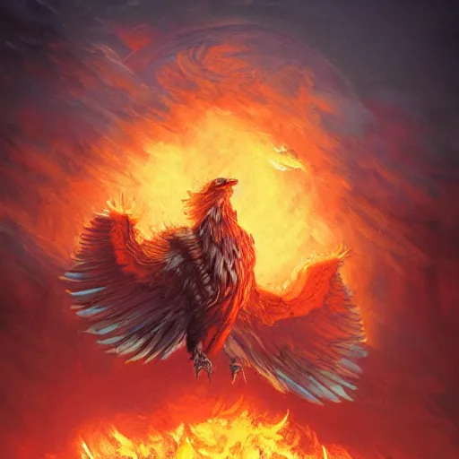 Image similar to pheonix rising from the flames by greg rutkowski, award - winning, hdr, photo realistic, surrealism