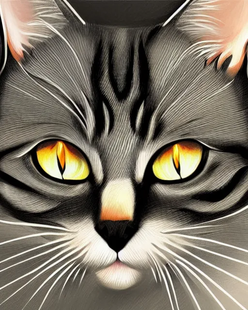 Image similar to cat logo, elegant, highly detailed, digital painting, masterpiece.