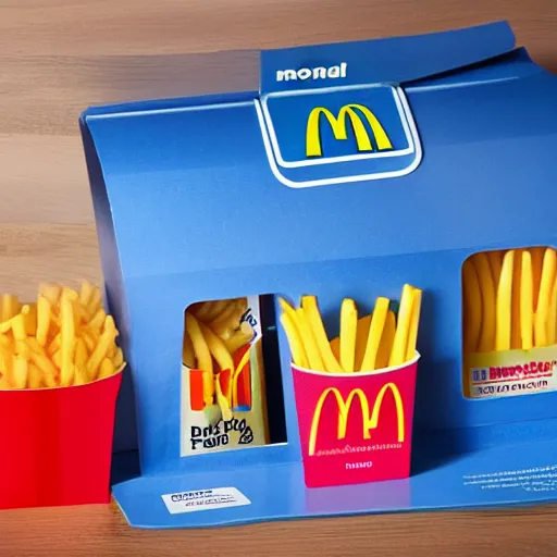 Image similar to mcdonalds happy meal made out of blue paint