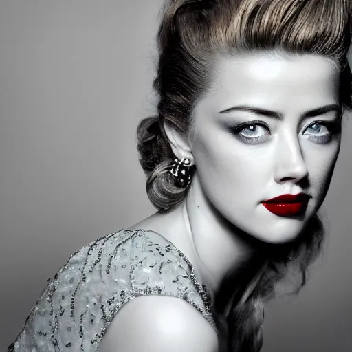 Prompt: portrait of amber heard by mario testino, 1 9 2 0 s hairstyle, headshot, ca. 1 9 2 0, detailed, award winning, sony a 7 r