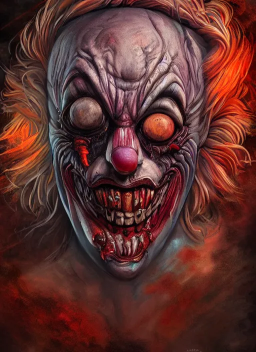 Image similar to evil horror clown, monster anatomy, ross tran, vivid colors, anatomical, highly detailed sculpture, intricate detailed, ommatidia, 8 k, cinematic atmosphere, post - processing