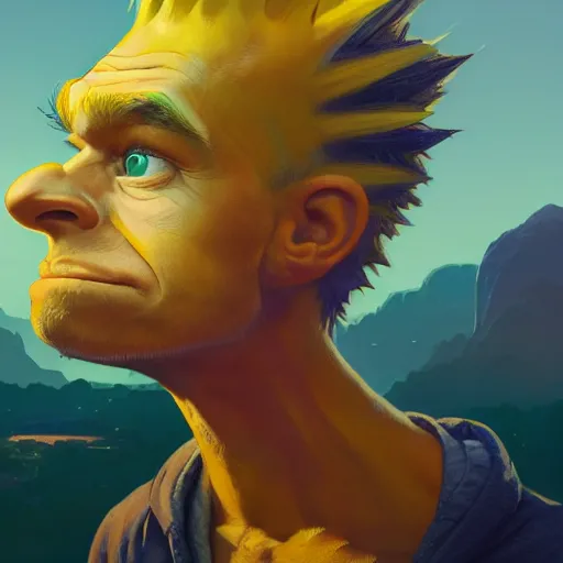 Image similar to highly detailed portrait bart simpson, in gta v, stephen bliss, unreal engine, fantasy art by greg rutkowski, loish, rhads, ferdinand knab, makoto shinkai and lois van baarle, ilya kuvshinov, rossdraws, tom bagshaw, global illumination, radiant light, detailed and intricate environment