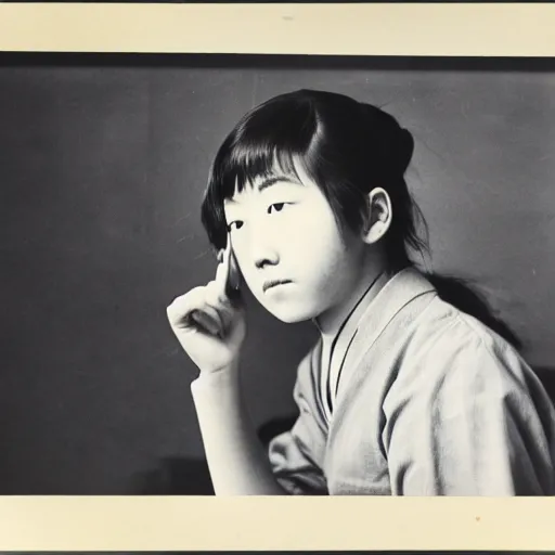Prompt: color photography of student by hisaji hara