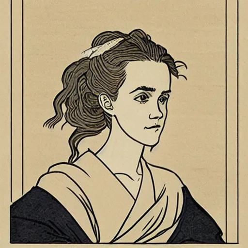 Prompt: emma watson by Hokusai