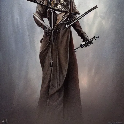 Image similar to amazing lifelike award winning clockwork grim reaper trending on art station artgerm Greg rutowski alpgonse mucha cinematic