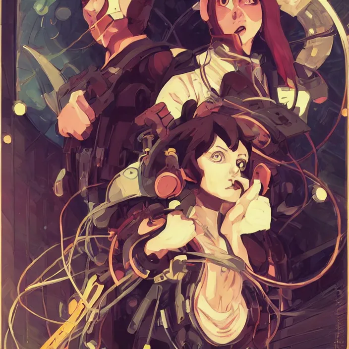 Prompt: anime portrait pokemon, futuristic science fiction, mucha, hard shadows and strong rim light, art by jc leyendecker and atey ghailan and sachin teng