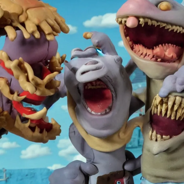 Image similar to street sharks in wallace & gromit claymation