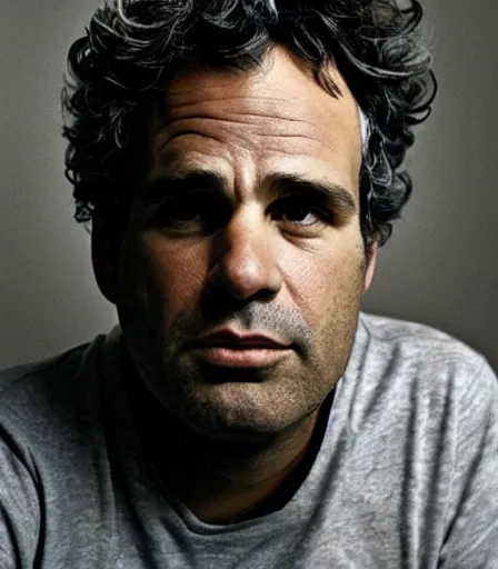 Image similar to a high quality, high detail, photorealistic portrait of mark ruffalo by james nachtwey and lucian freud,