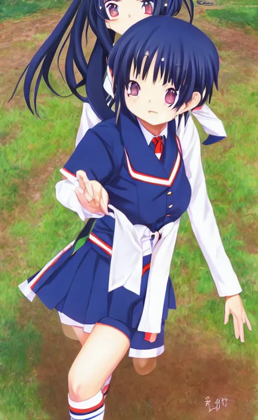 Prompt: Kagome higurashi in seifuku uniform. By Konstantin Razumov, highly detailded