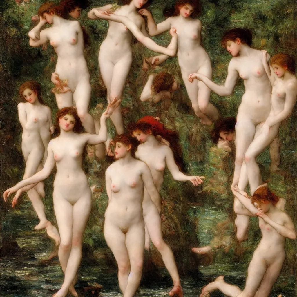Prompt: sea nymphs painted by beauguereau
