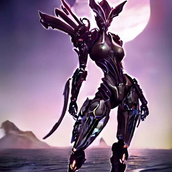 Prompt: cinematic detailed, close up, full body, front shot, of a beautiful saryn prime female warframe, that's a stunning hot anthropomorphic robot female dragon with metal cat ears, sassy pose, standing on the beach at sunset, detailed arms, sharp claws, streamlined white armor, pink skin, two arms, two legs, detailed warframe fanart, destiny fanart, macro art, dragon art, furry art, realistic digital art, warframe art, Destiny art, furaffinity, DeviantArt, artstation, 3D realistic, 8k HD, octane render