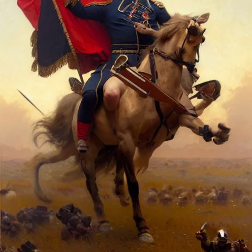 Image similar to drdisrespect as napoleon, battle scene, highly detailed painting by gaston bussiere, j. c. leyendecker, greg rutkowski, craig mullins 8 k