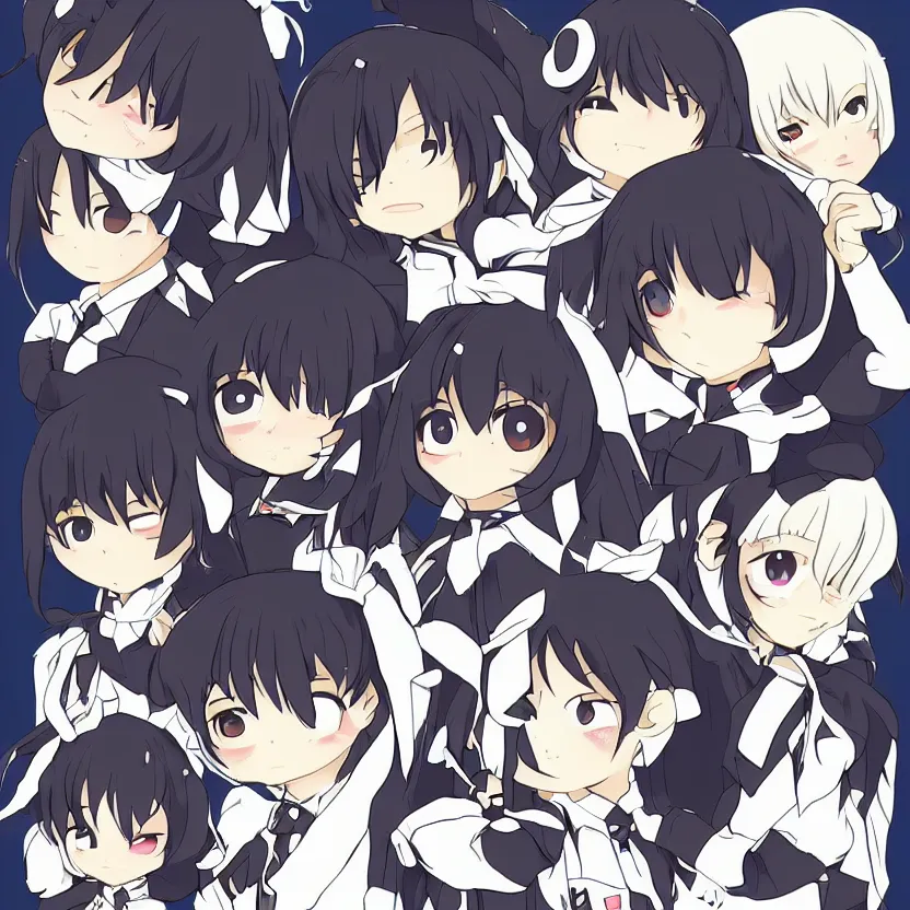 Image similar to shirt design, vector art, chibi body, by ufotable anime studio, kancolle style, naval flags, stunning, matte, trending on pixiv, black dot as eyes, soft colors