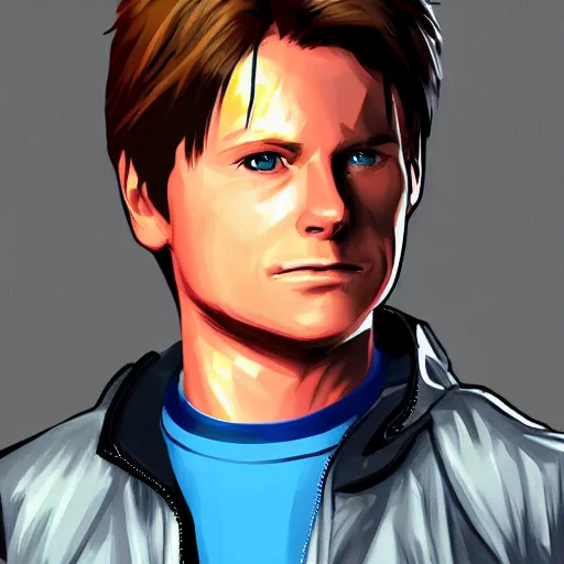 Prompt: marty mcfly in the style of dino crisis concept art