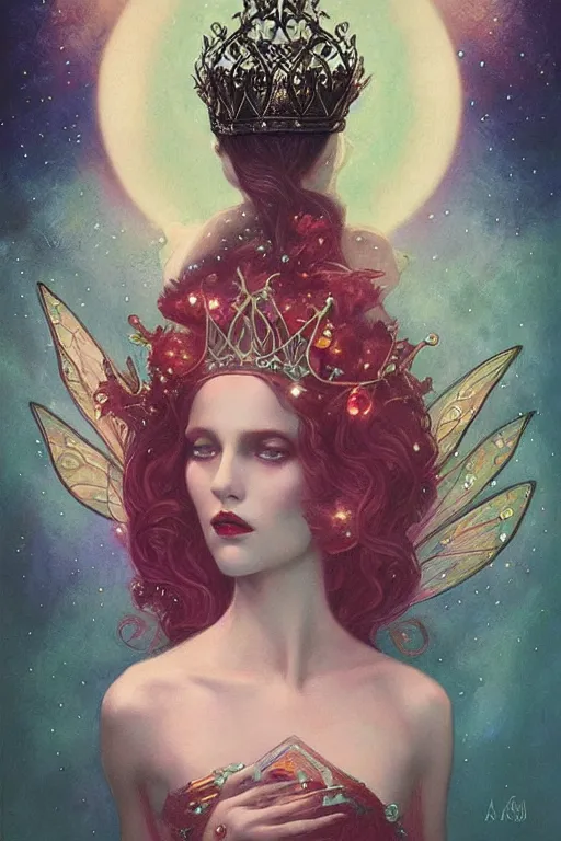 Image similar to jeweled Crown, other worldly, fairy summer court, art nouveau, by Anato Finnstark, Tom Bagshaw, Brom