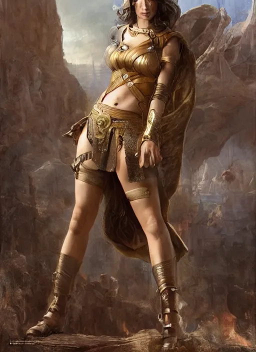 Image similar to highly detailed steampunk gal gadot as a blond standing, iron age : leonardo da vinci, greg rutkowski, magali villeneuve