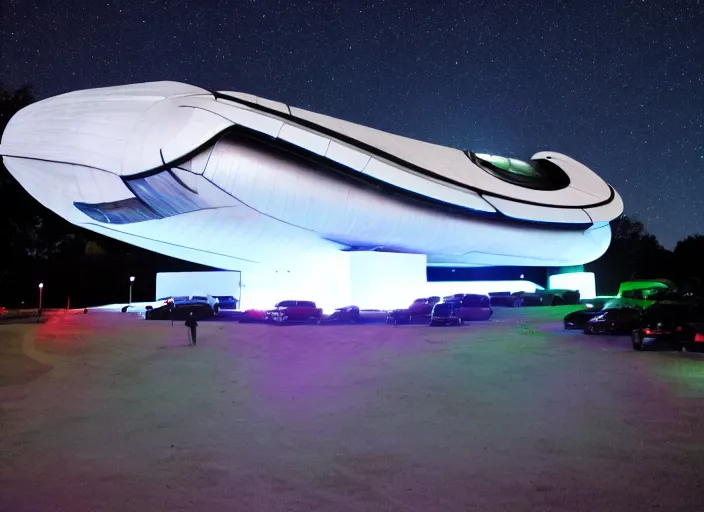 Image similar to Space ship space ship space ship, lazertag, drive in movie theater