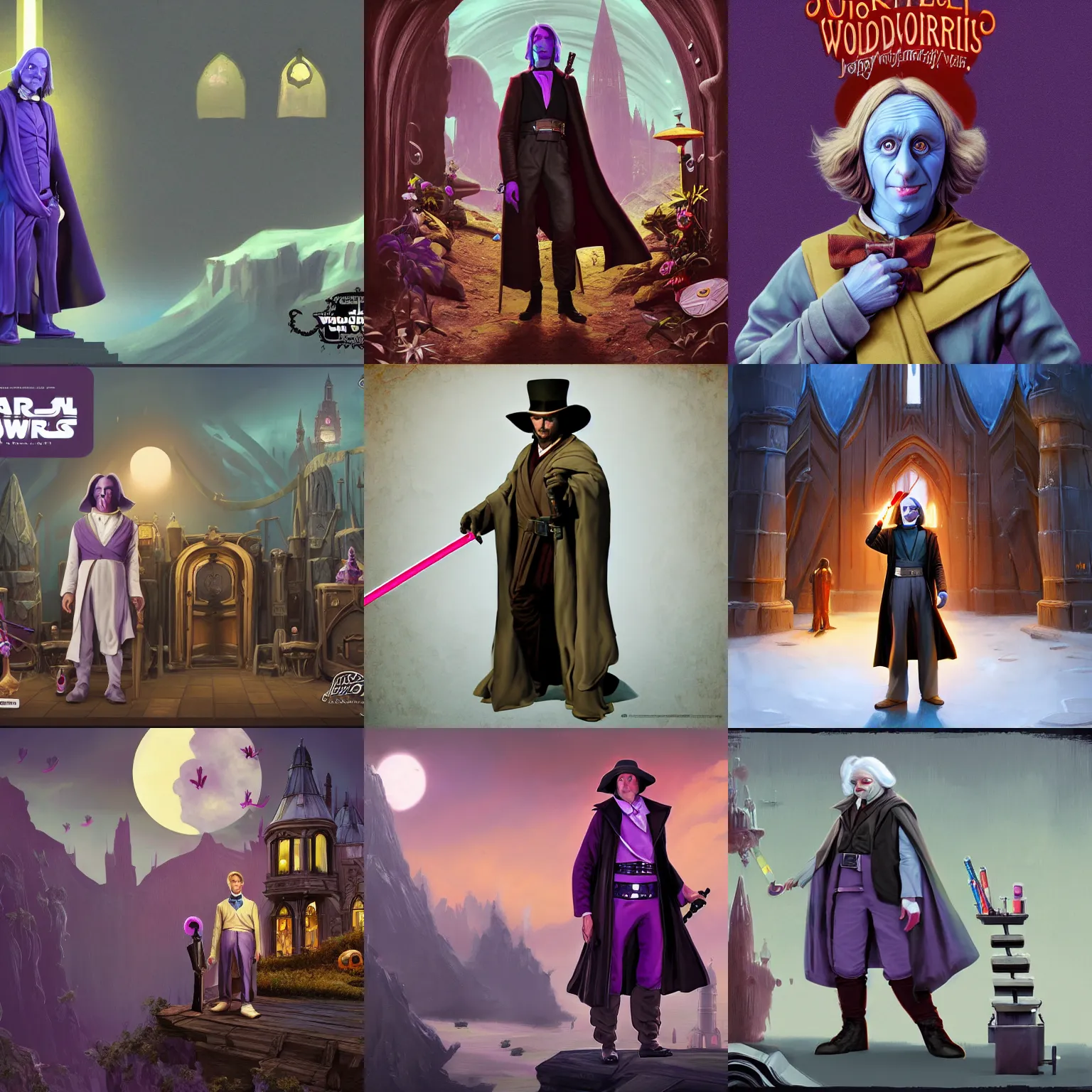 Prompt: jedi willy wonka, environment, victorian, gothic, featured on artstation