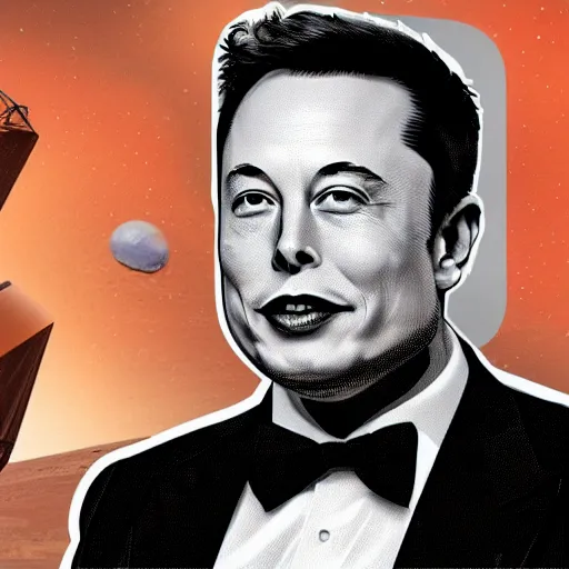 Image similar to Elon musk on the Mars Dollar bill