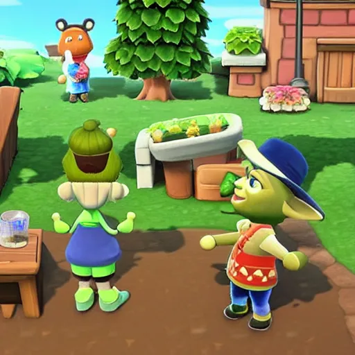 Prompt: Shrek in animal crossing new horizons