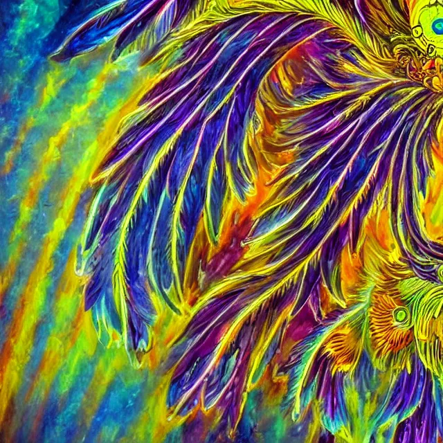 Image similar to angelic seraphim Lovecraftian celestial covered in eyes feathers and wings, oil painting award winning, chromatic aberration sharp colors, symmetrical geometry sublime angel be not afraid