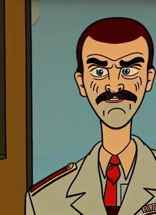 Image similar to still of jim hopper from stranger things : the animated series, cartoon screen capture ( 1 9 8 8 )