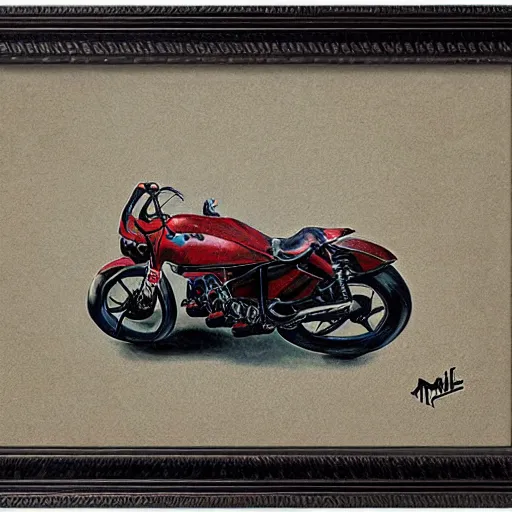 Prompt: mike kungl moto mick giclee on hand textured canvas