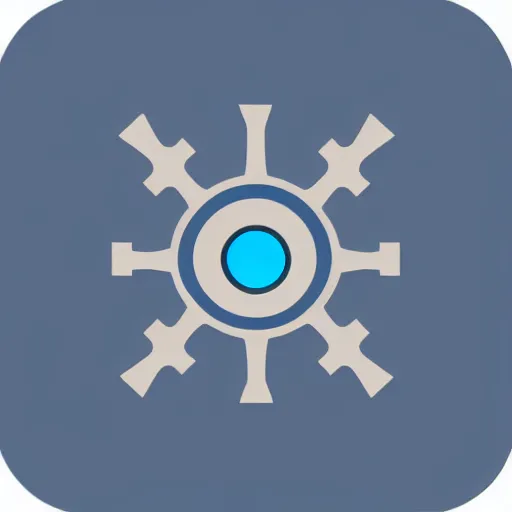 Image similar to a vectorized, 3 d, blue - grey gear, robot icon, depth