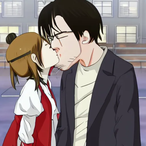 Prompt: Anime girl kiss Walter White