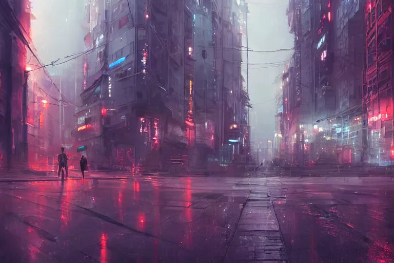 Image similar to dystopian shanghai, empty street, by wlop, poster, anime key visual,