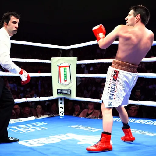 Prompt: kristijan golubovic in the ring versus mirza hatic