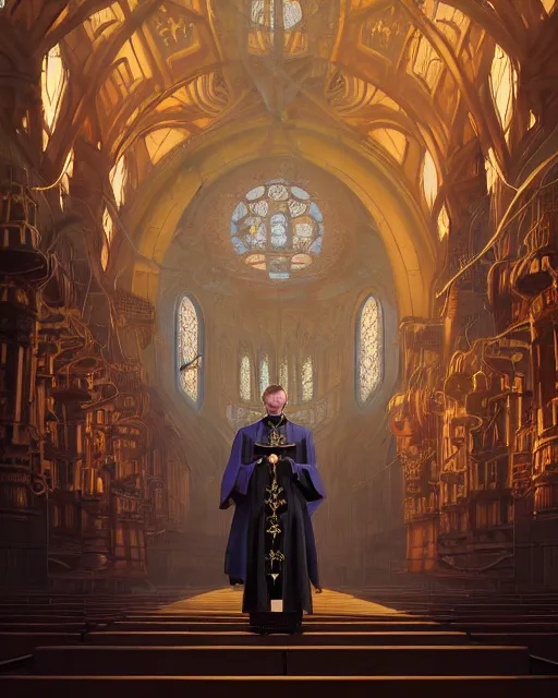 Prompt: highly detailed surreal vfx portrait of a steampunk priest in a steampunk cathedral, stephen bliss, unreal engine, greg rutkowski, loish, rhads, beeple, makoto shinkai and lois van baarle, ilya kuvshinov, rossdraws, tom bagshaw, alphonse mucha, global illumination, detailed and intricate environment