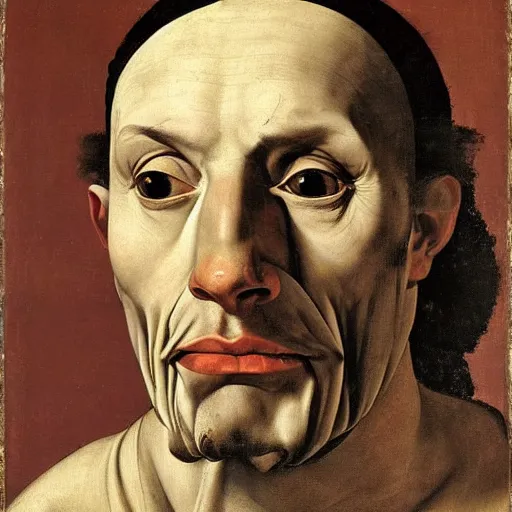 Image similar to portrait of a man with nasal fracture, by Caravaggio