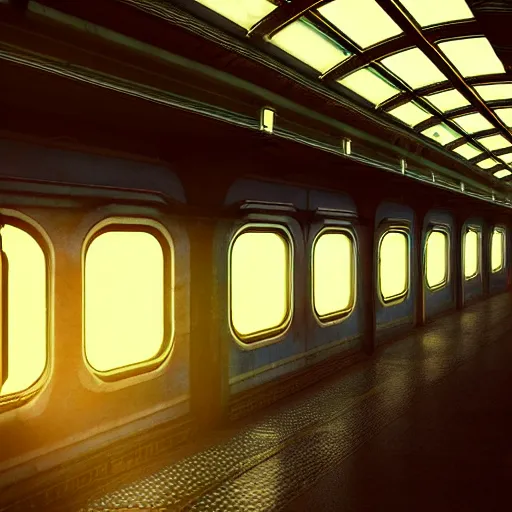 Image similar to retro futuristic vintage train station, atmospheric lighting, painted, intricate, volumetric lighting, beautiful, daytime, sunny weather, slight overcast, sharp focus, deep colours, ultra detailed, by leesha hannigan, ross tran, thierry doizon, kai carpenter, ignacio fernandez rios