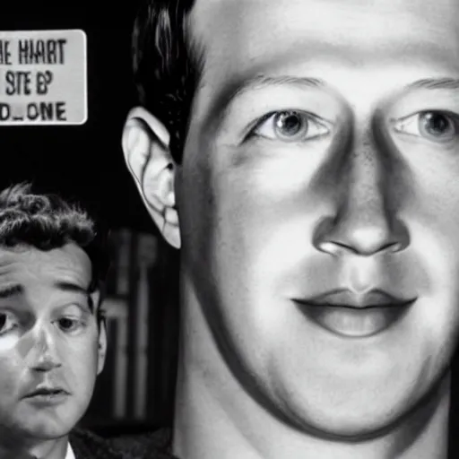 Prompt: mark zuckerberg in the twilight zone ( 1 9 5 3 )