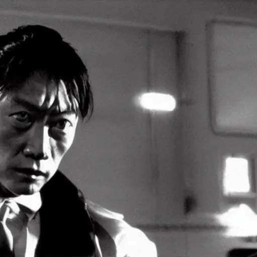 Image similar to young Cary Hiroyuki Tagawa as a cybernetic scifi crime boss