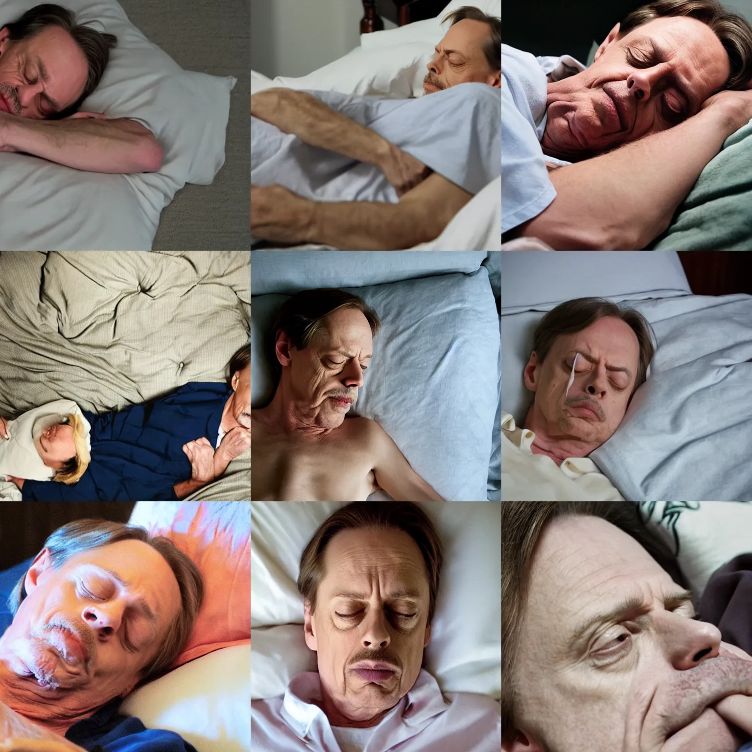 Prompt: Steve Buscemi sleeping peacefully