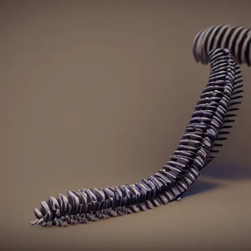 Image similar to caterpillar made of rubber bands, octane render, 4k, art stations,