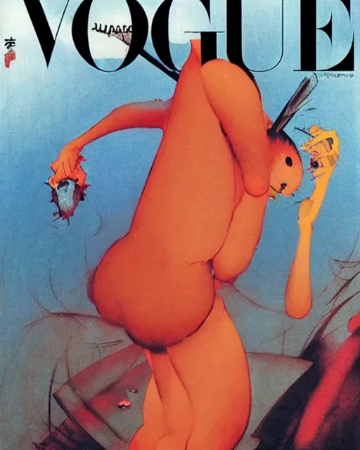 Prompt: vogue japan cover by francis bacon, beautiful, elegant, surreal, norman rockwell and james jean, greg hildebrandt, and mark brooks, triadic color scheme, by greg rutkowski, syd mead and edward hopper and norman rockwell and beksinski, lingerie, dark surrealism, orange and turquoise