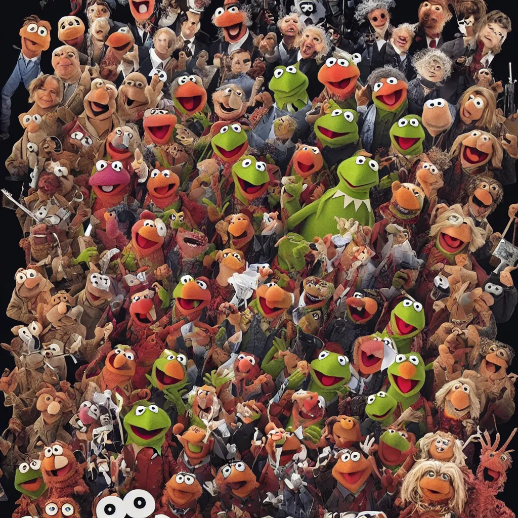 Prompt: muppets in hell