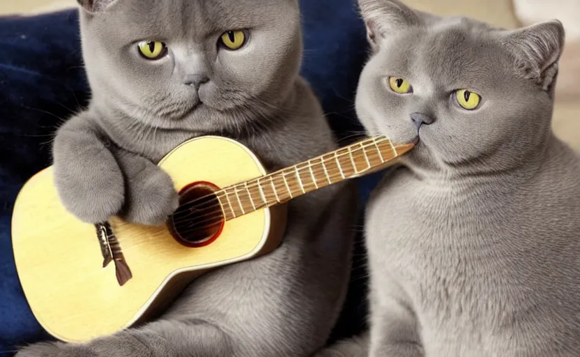 Image similar to british shorthair cat playing the guitar