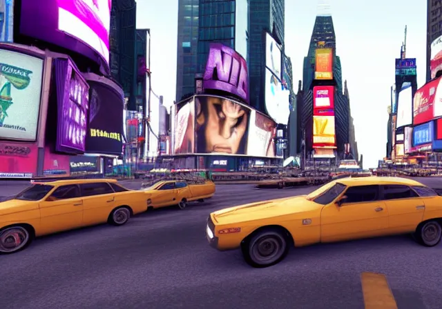 Prompt: low riders in times square grand theft auto, photorealistic hyperdetailed 3 d matte painting, hyperrealistic, cinematic, unrealengine octane render,