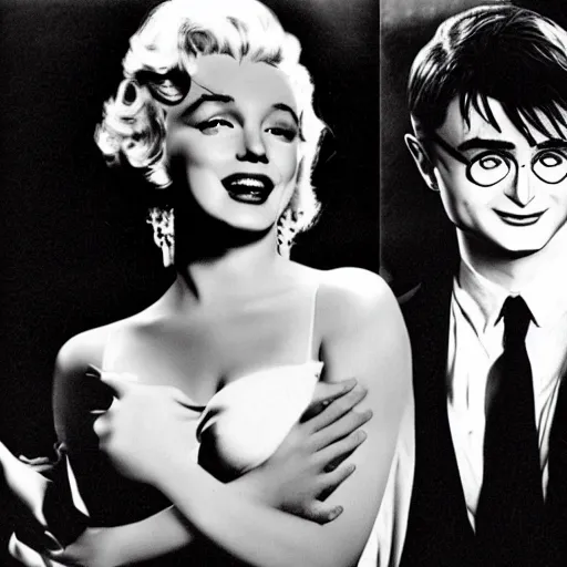 Image similar to Marylin Monroe and Daniel Radcliffe on the poster for 'Some Still Like It Hot'