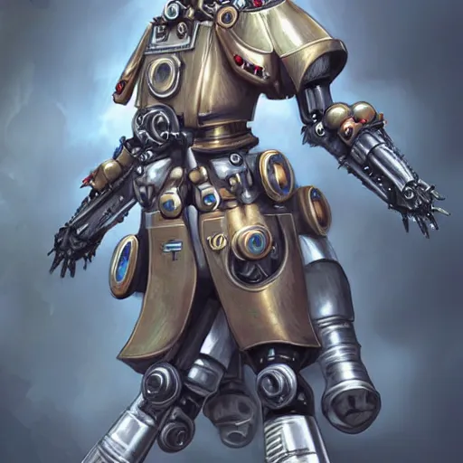 Image similar to German Kaiser Wilhelm II as a giant dieselpunk robot, portrait, concept art, art by Artgerm